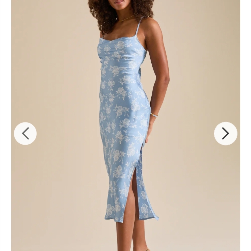 Satin Midi Floral Dress